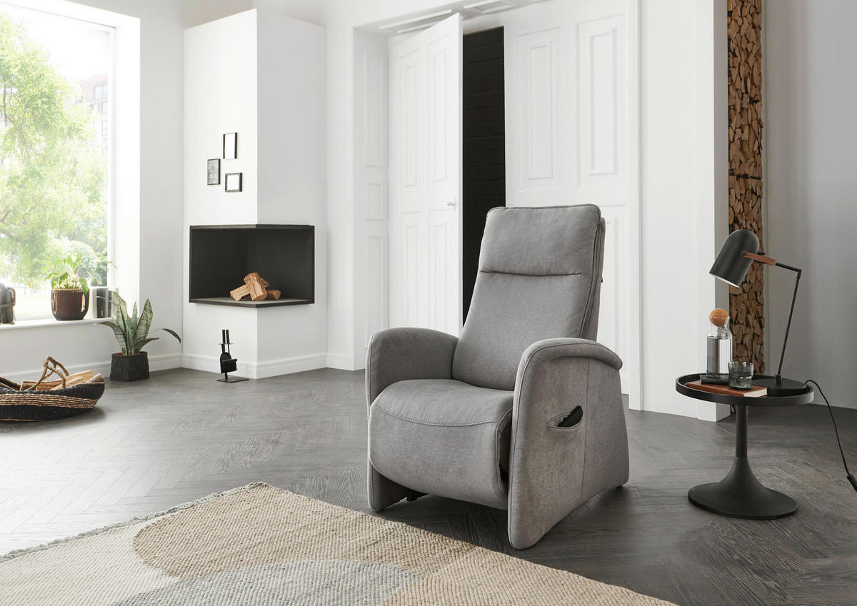 FERNSEHSESSEL in Chenille Grau  - Grau, KONVENTIONELL, Kunststoff/Textil (79/108/87cm) - Valdera