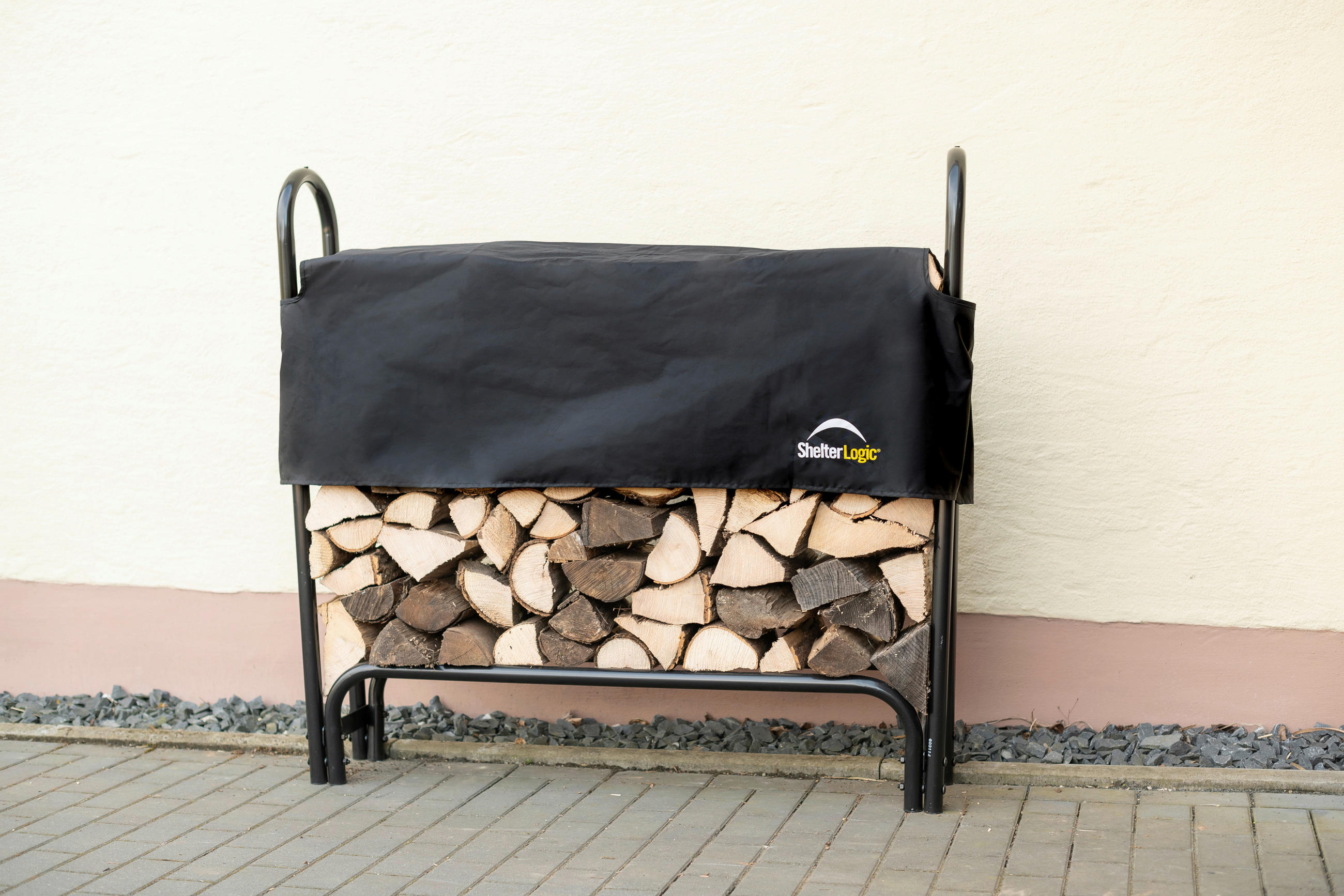 KAMINHOLZREGAL 25/118/126 cm  Metall  - Schwarz, Basics, Metall (25/118/126cm) - Ambia Garden