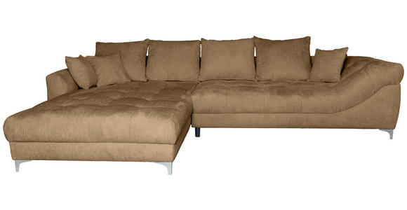 ECKSOFA Rostfarben Chenille Zierkissen, Rückenkissen, Rücken echt  - Chromfarben/Rostfarben, KONVENTIONELL, Textil/Metall (227/329cm) - Carryhome