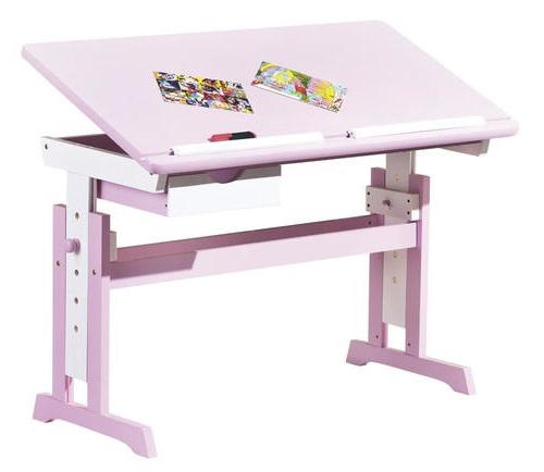 Jugendschreibtisch 55/109/63(96) cm in Rosa, Weiß