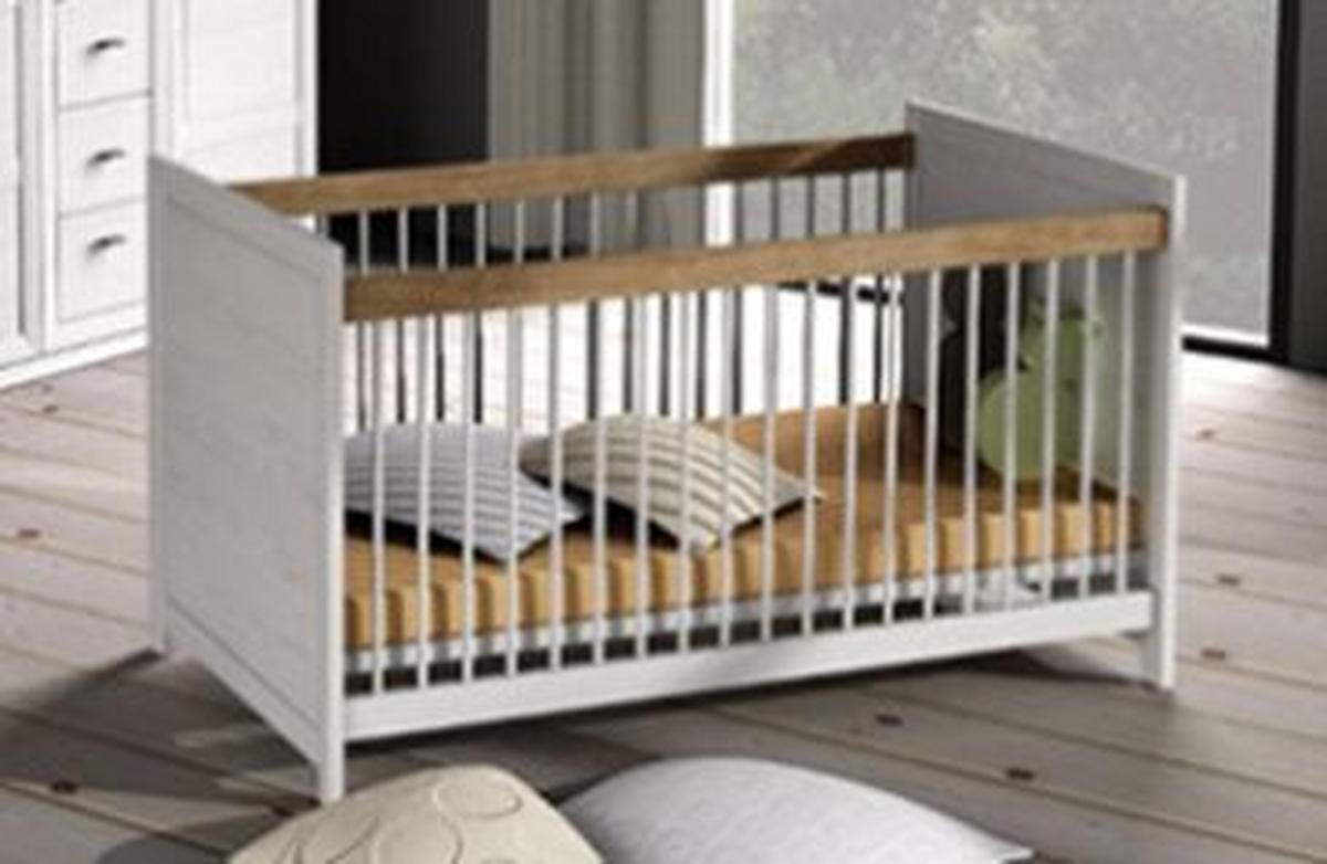 GITTERBETT CAMRON  145/76,50/80 cm   - Weiss/Grau, Natur, Holz/Holzwerkstoff (145/76,50/80cm) - My Baby Lou