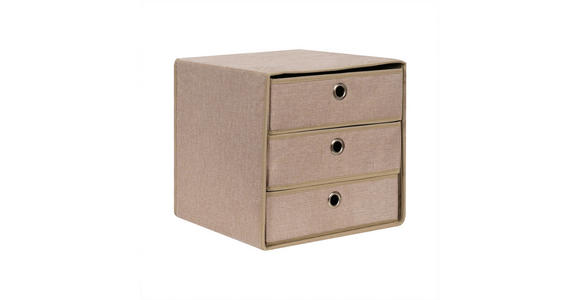 SCHUBLADENBOX 32/32/32 cm - Beige/Grau, Basics, Karton/Textil (32/32/32cm) - Homeware