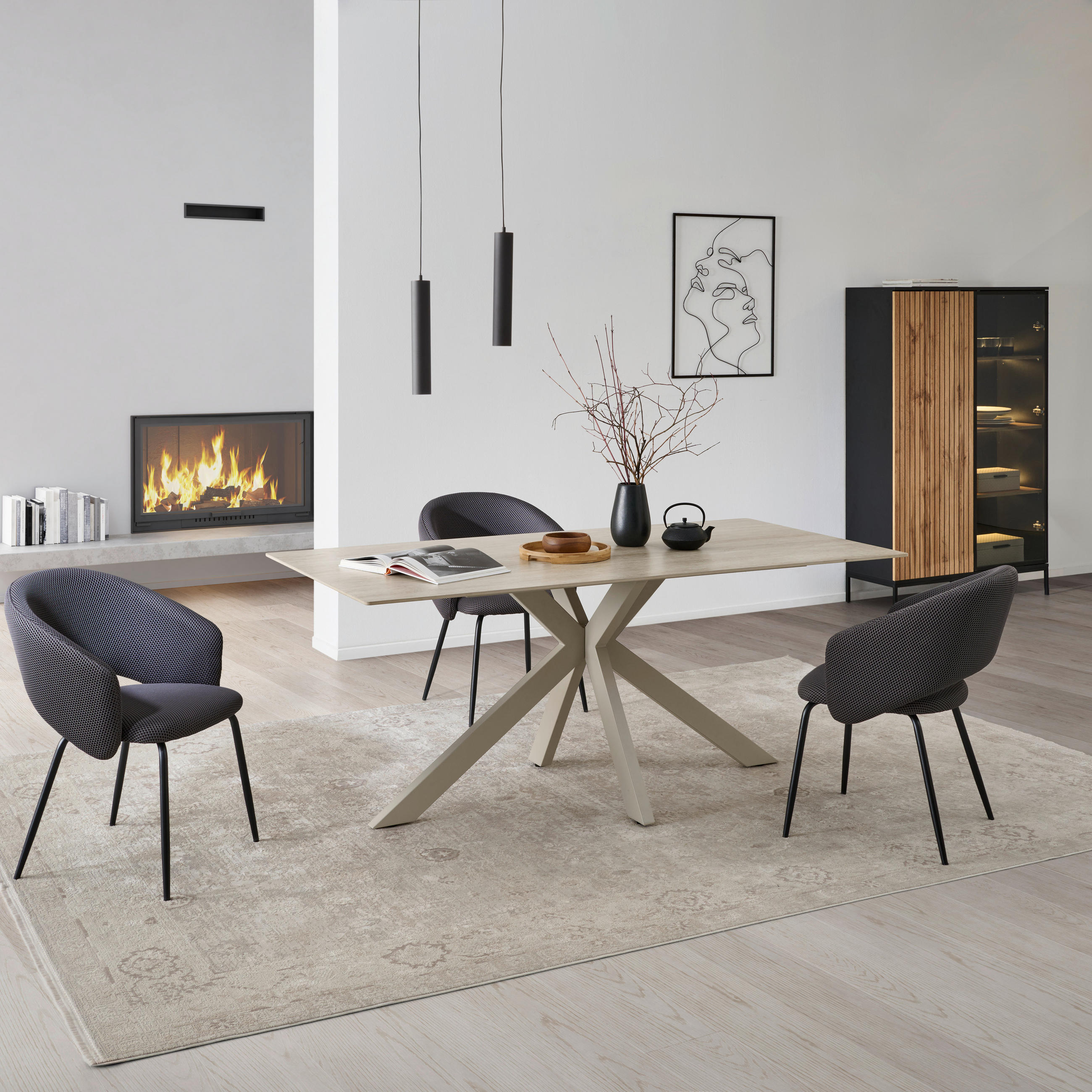 STOL ZA BLAGOVAONICU  bež  metal, keramika      - bež, Konvencionalno, metal/keramika (180/90/76cm) - MID.YOU