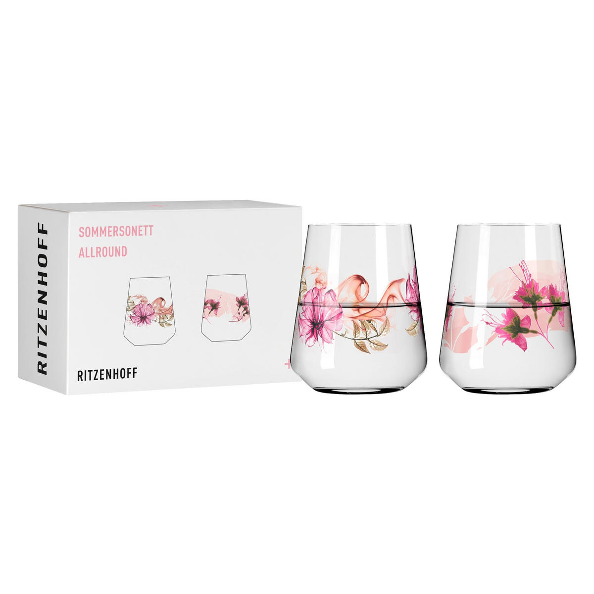 WASSERGLAS 510 ml 2-teilig  - Beere/Rosa, LIFESTYLE, Glas (9,3/9,3/11cm) - Ritzenhoff