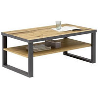 COUCHTISCH Eiche furniert 115/65/45 cm rechteckig Alteiche  - Alteiche/Graphitfarben, Trend, Holz/Metall (115/65/45cm) - Carryhome