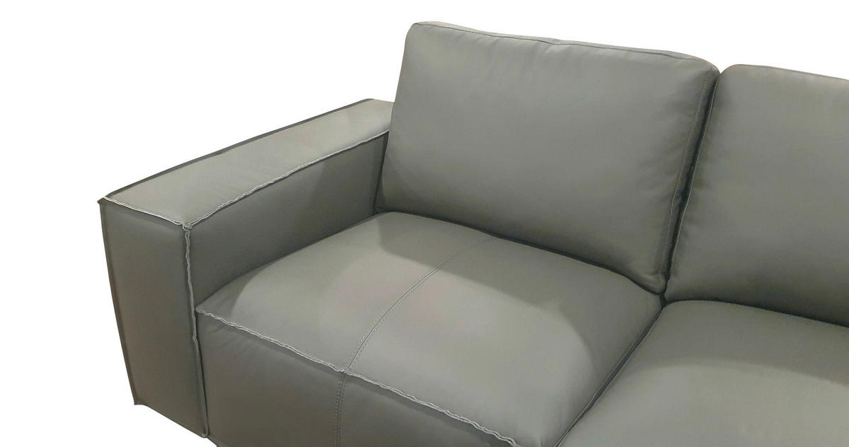 3-SITZER-SOFA VIVO Echtleder Anthrazit  - Anthrazit/Schwarz, Design, Leder/Kunststoff (236/76/96cm) - MID.YOU