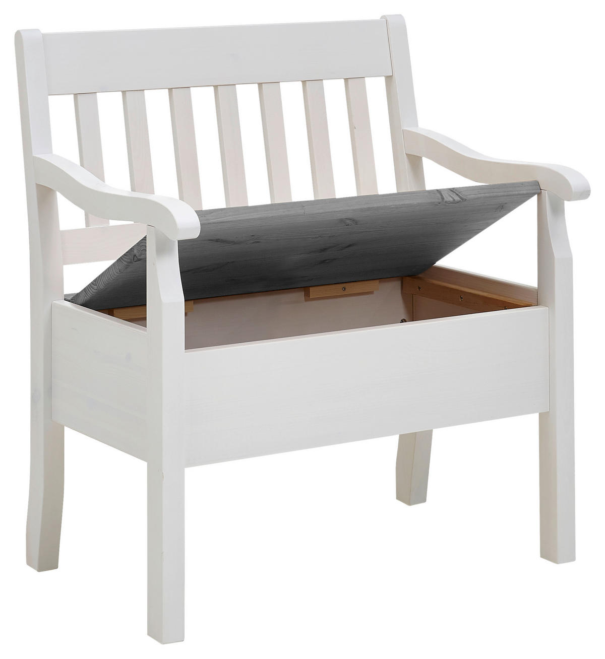 SITZBANK 83/93/58 cm Weiß, Grau Kiefer massiv  - Weiß/Grau, ROMANTIK / LANDHAUS, Holz (83/93/58cm) - Boxxx