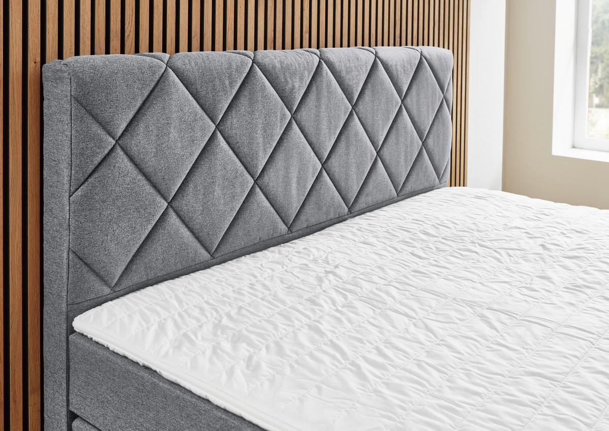 BOXSPRINGBETT 140/200 cm  in Grau  - Schwarz/Grau, Konventionell, Kunststoff/Textil (140/200cm) - Boxxx