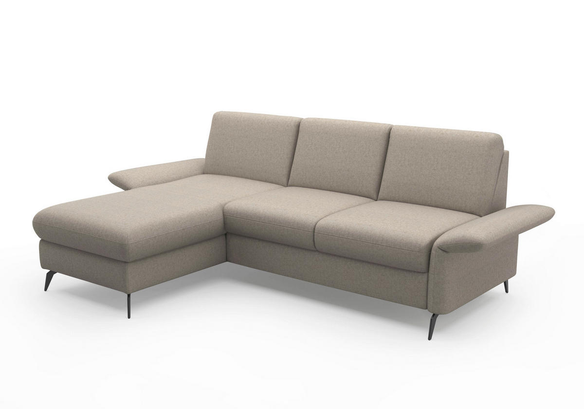 ECKSOFA ROCHELLE E Taupe Flachgewebe  - Taupe/Schwarz, KONVENTIONELL, Textil/Metall (164/251cm) - Sit & More