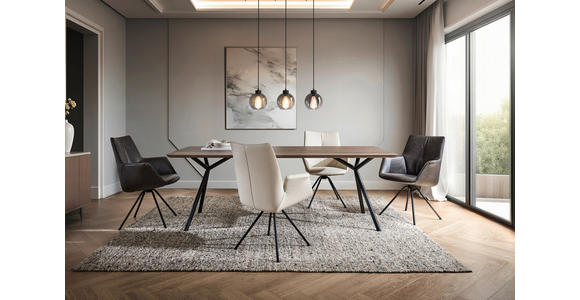 ESSTISCH Eiche massiv rechteckig Eiche dunkel, Schwarz  - Eiche dunkel/Schwarz, Design, Holz/Metall (220/100/75cm) - Dieter Knoll