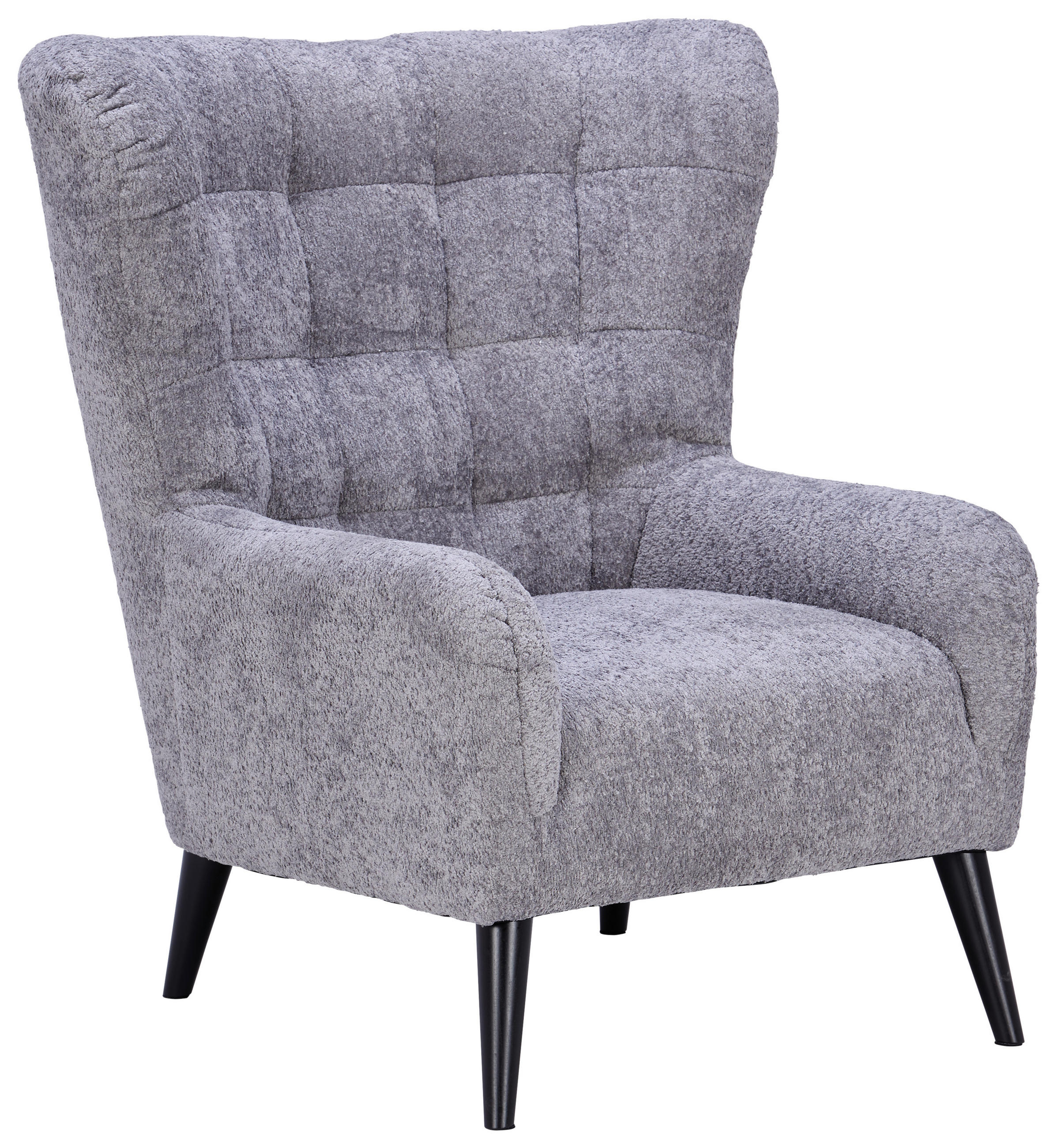 Ohrensessel Casey Bouclé Synthetikfaser Grau