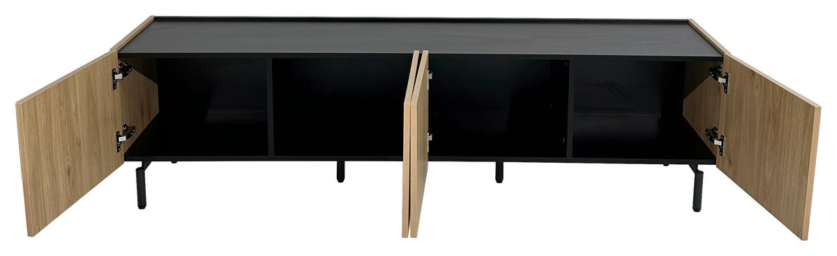 TV-BÄNK LINO  i 181/50/40 cm  - svart/ekfärgad, Design, metall/trämaterial (181/50/40cm) - Xora