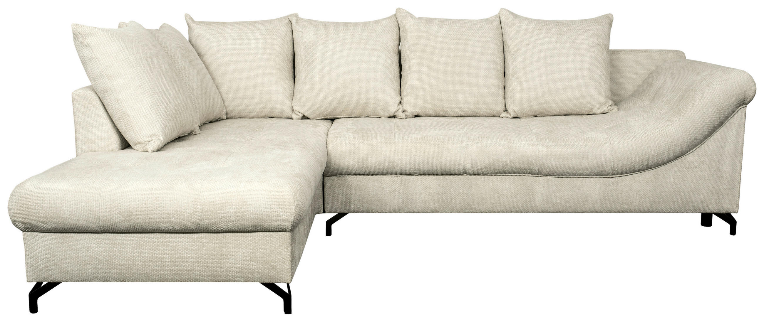 ECKSOFA Perlmutt Struktur  - Perlmutt/Schwarz, KONVENTIONELL, Textil/Metall (194/274cm) - Carryhome
