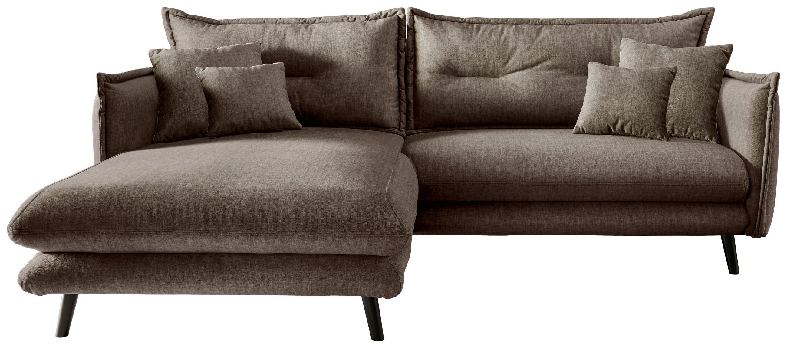 ECKSOFA in Velours Braun  - Schwarz/Braun, Modern, Holz/Textil (180/255cm) - Livetastic