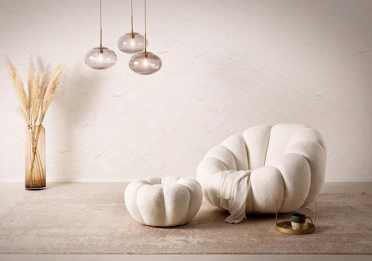 SESSELSET in Teddystoff Weiß  - Weiß, MODERN, Textil (97/65/95cm) - Livetastic