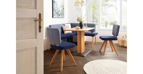 STUHL in Holz, Textil Blau, Eichefarben, Hellblau - Blau/Eichefarben, KONVENTIONELL, Holz/Textil (46/86/53cm) - Venda