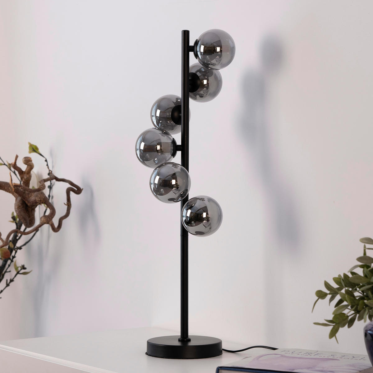 LED-TISCHLEUCHTE SW DUBAI 19/19/64 cm   - Schwarz, Design, Glas/Kunststoff (19/19/64cm) - Schöner Wohnen