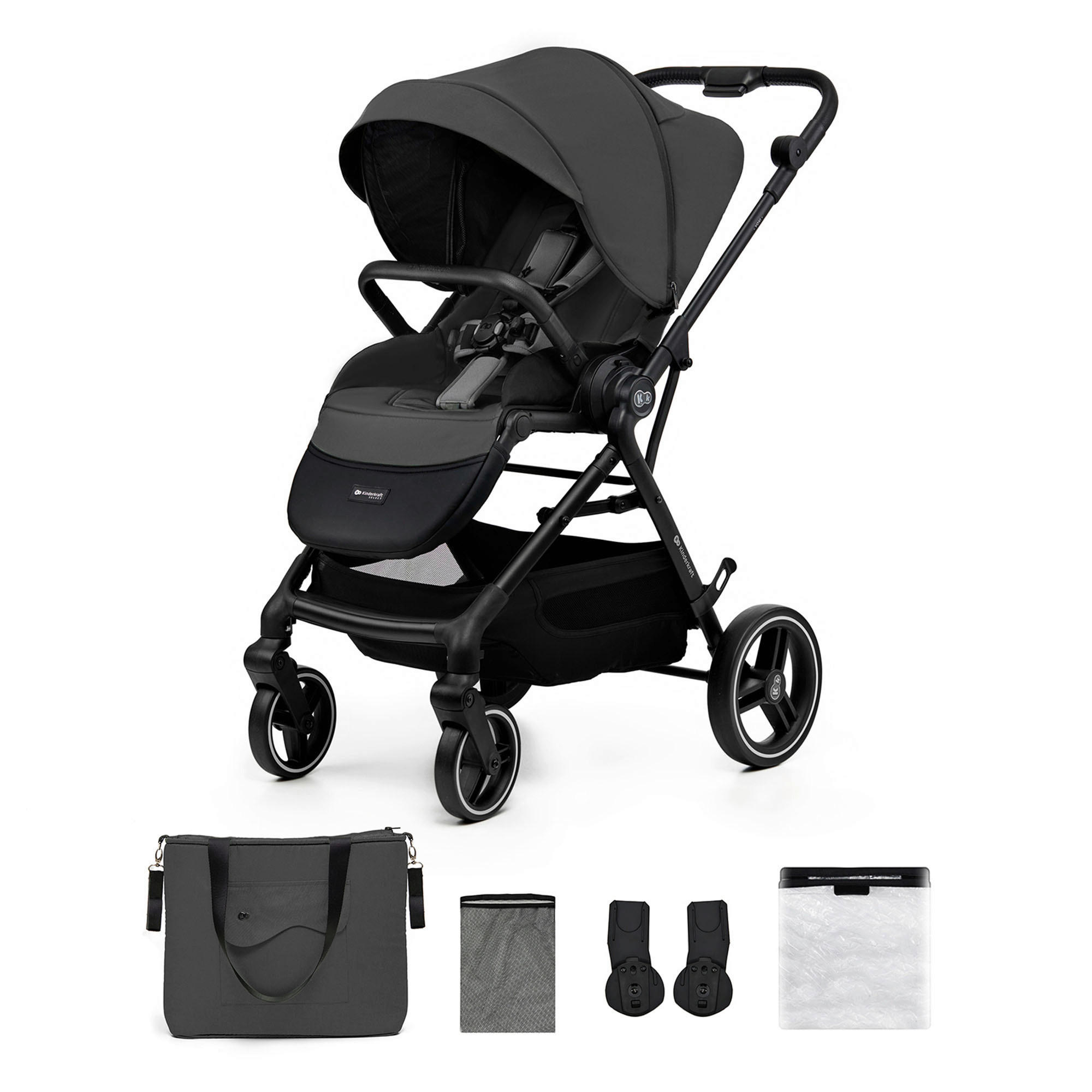 BUGGY Yoxi  - Schwarz Hochglanz/Grau, Basics, Kunststoff/Textil (59/91/106cm) - Kinderkraft
