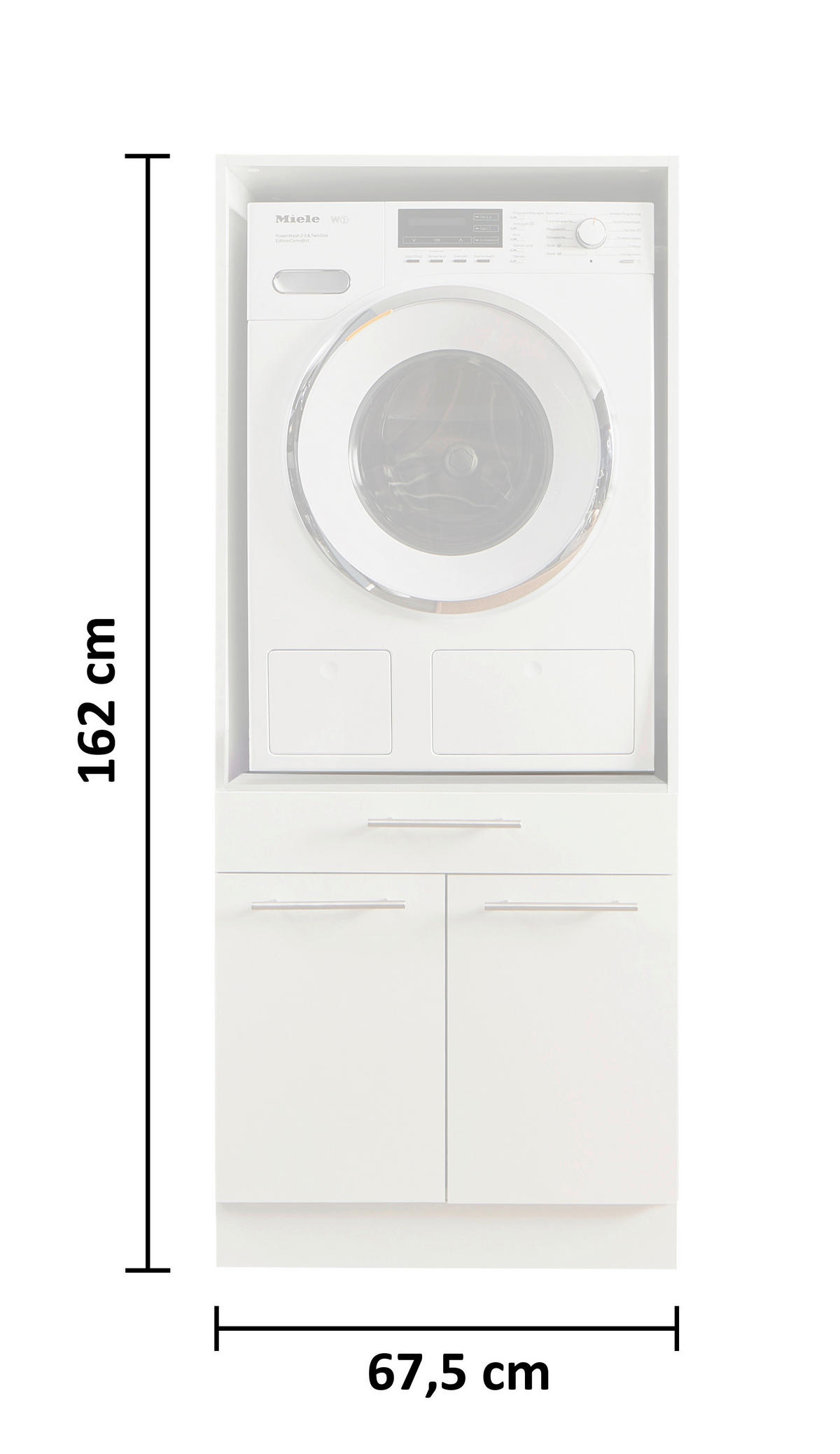 WASCHMASCHINENSCHRANK 67,5/162/67,5 cm  in Weiß  - Silberfarben/Schwarz, Design, Holzwerkstoff/Kunststoff (67,5/162/67,5cm)