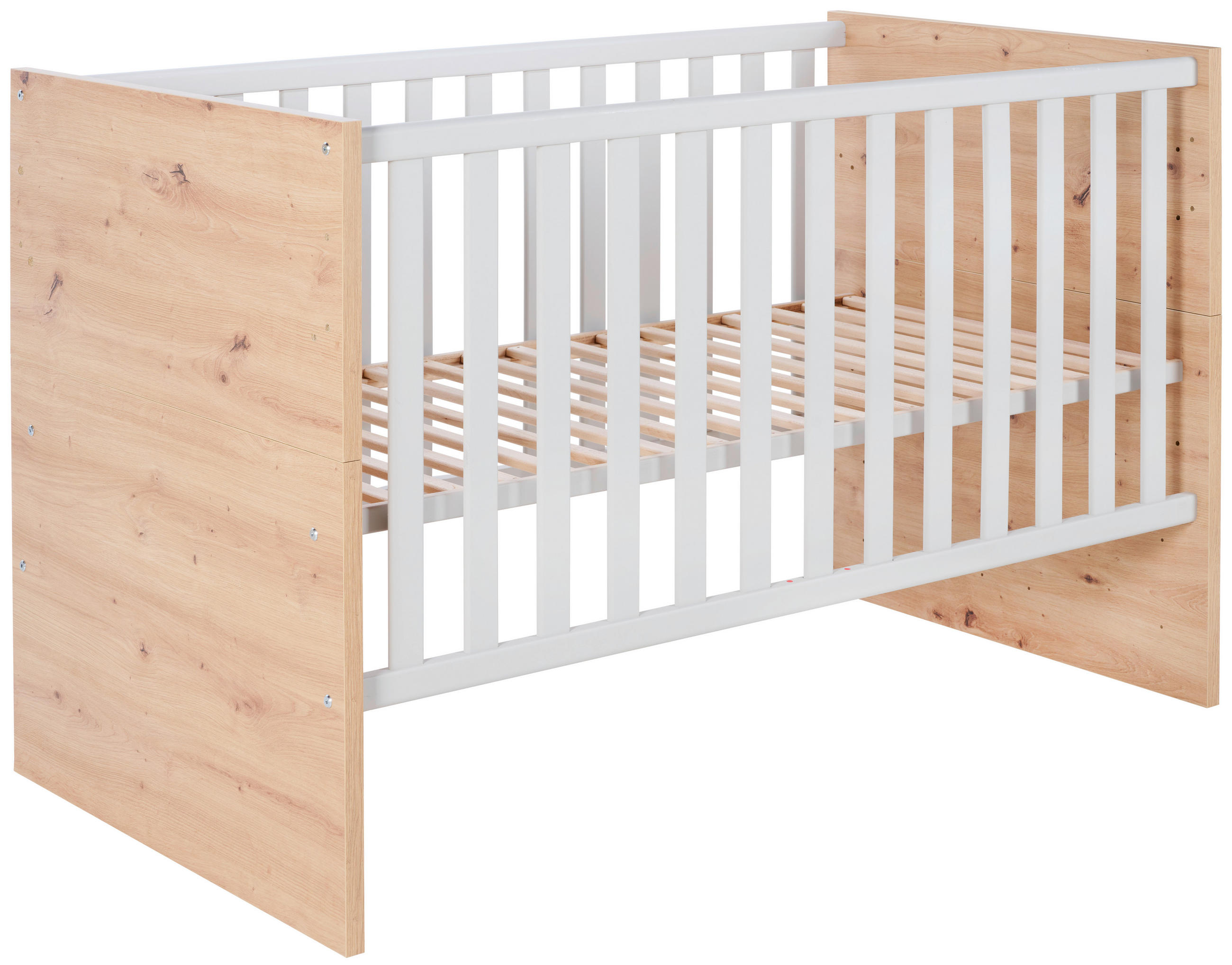GITTERBETT Leo  144/77/89 cm   - Eichefarben/Grau, Trend, Holzwerkstoff (144/77/89cm) - Jimmylee