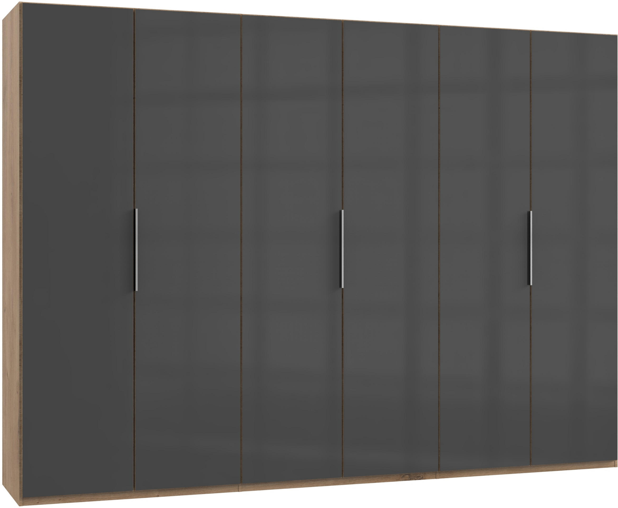 DREHTÜRENSCHRANK in Grau, Eichefarben  - Chromfarben/Weiss, Modern, Glas/Holzwerkstoff (300/216/58cm) - MID.YOU