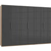 DREHTÜRENSCHRANK 300/216/58 cm 6-türig Eichefarben, Grau  - Chromfarben/Eichefarben, MODERN, Glas/Holzwerkstoff (300/216/58cm) - MID.YOU