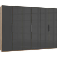 DREHTÜRENSCHRANK in Grau, Eichefarben  - Chromfarben/Weiss, Modern, Glas/Holzwerkstoff (300/216/58cm) - MID.YOU