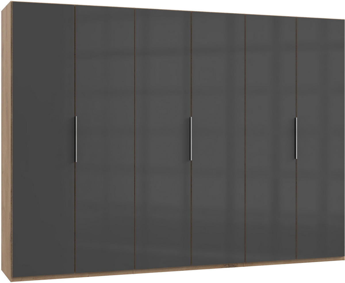 DREHTÜRENSCHRANK in Grau, Eichefarben  - Chromfarben/Weiss, Modern, Glas/Holzwerkstoff (300/216/58cm) - MID.YOU