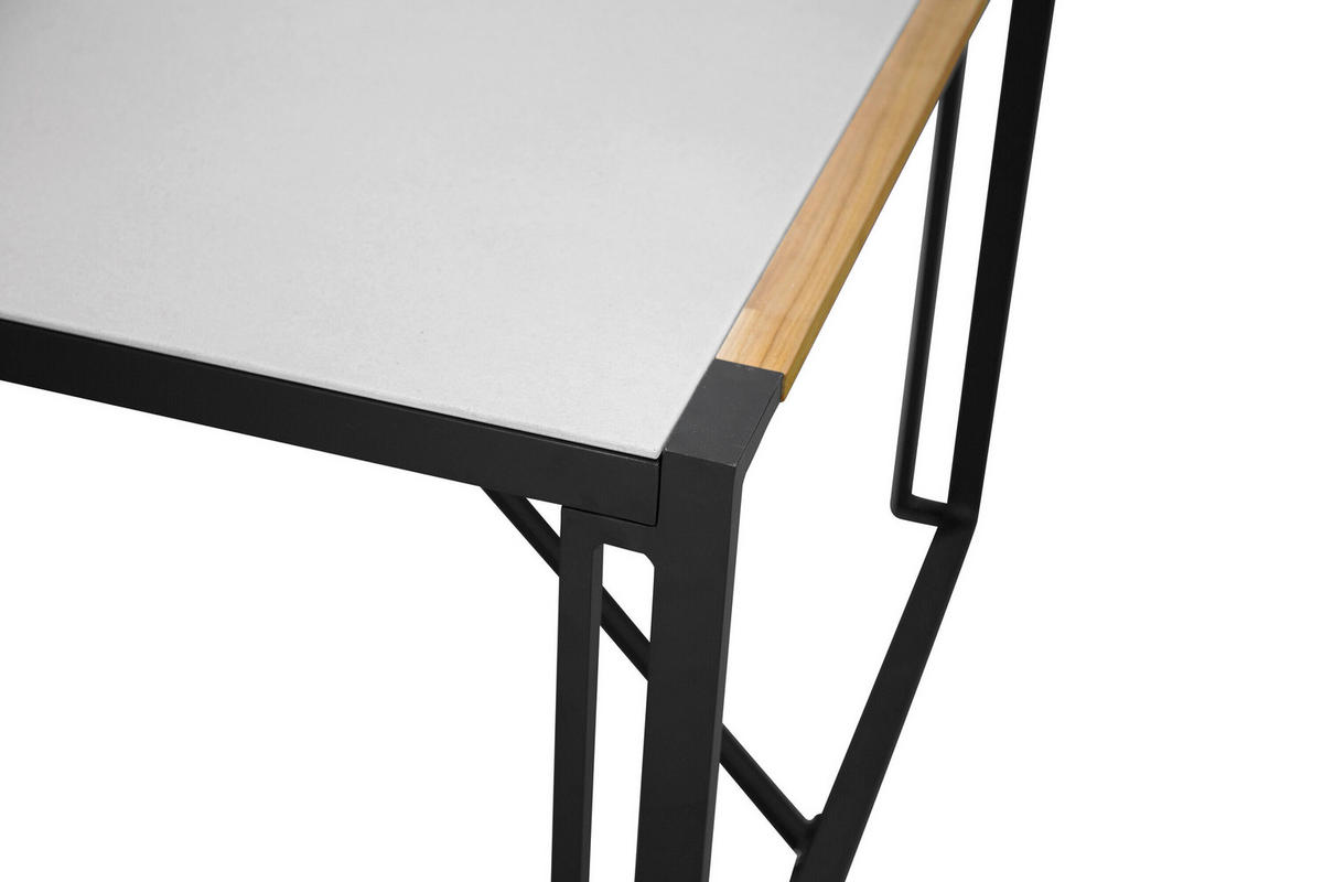 GARTENTISCH Metall, Glas Grau, Schwarz rechteckig  - Schwarz/Grau, MODERN, Glas/Metall (200/100/75cm) - Gardenson