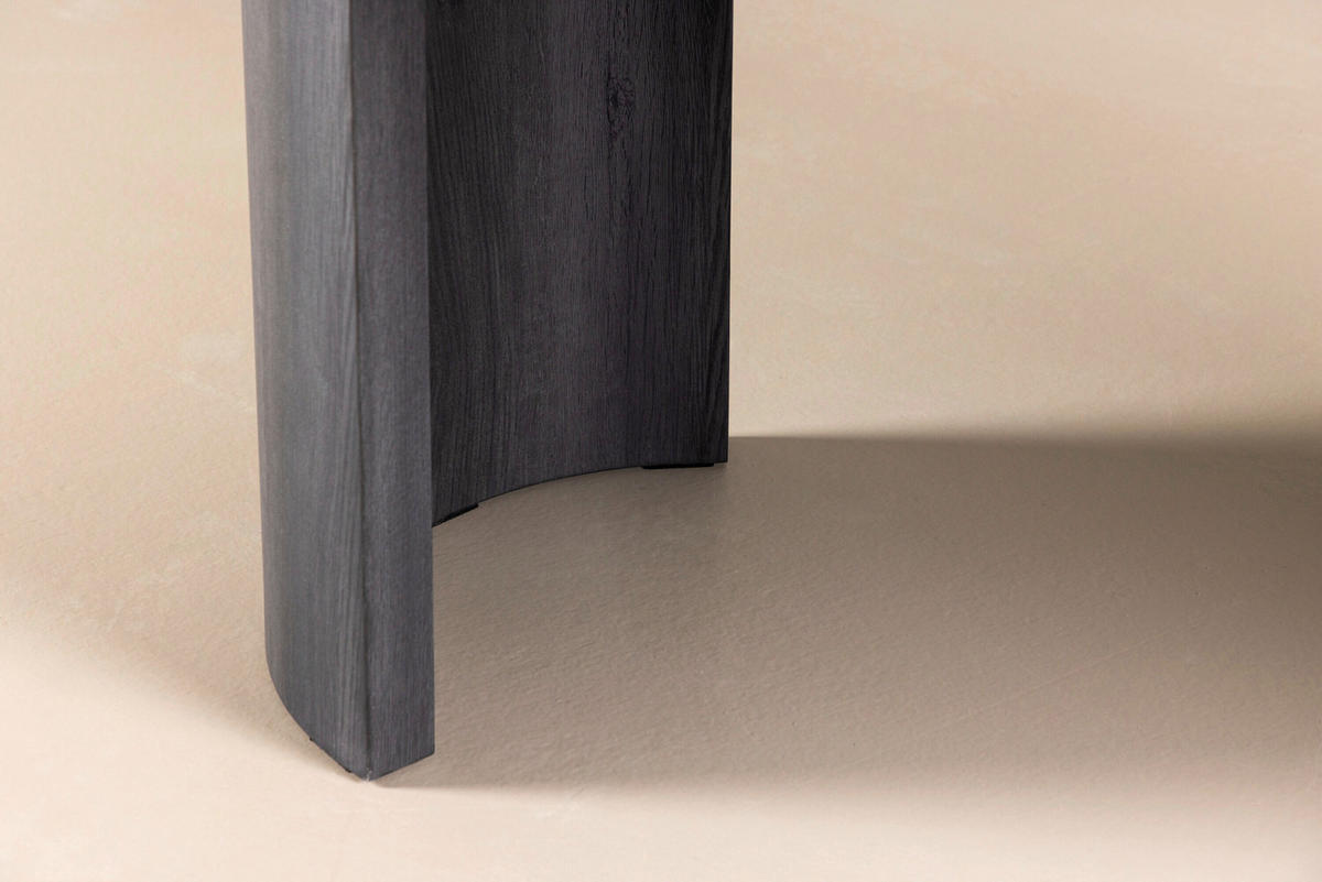 ESSTISCH 220/100/75 cm Echtholz  Holz oval Schwarz  - Schwarz, MODERN, Holz (220/100/75cm) - Livetastic