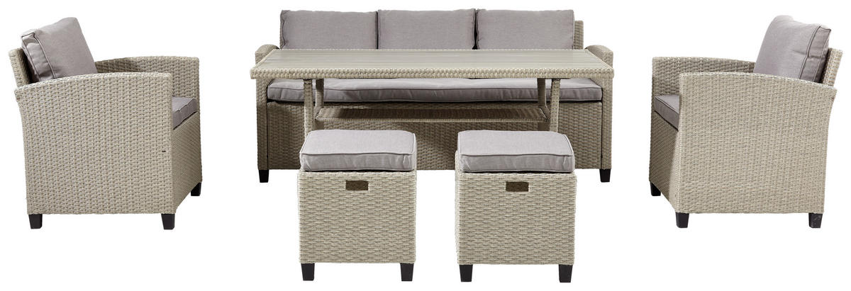 LOUNGESET 6 delar  - ljusbrun, Klassisk, metall/plast - Ambia Garden
