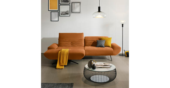 ECKSOFA  in Teddystoff Cognac  170-195/280 cm  - Cognac/Schwarz, Design, Textil/Metall (170-195/280cm) - Dieter Knoll