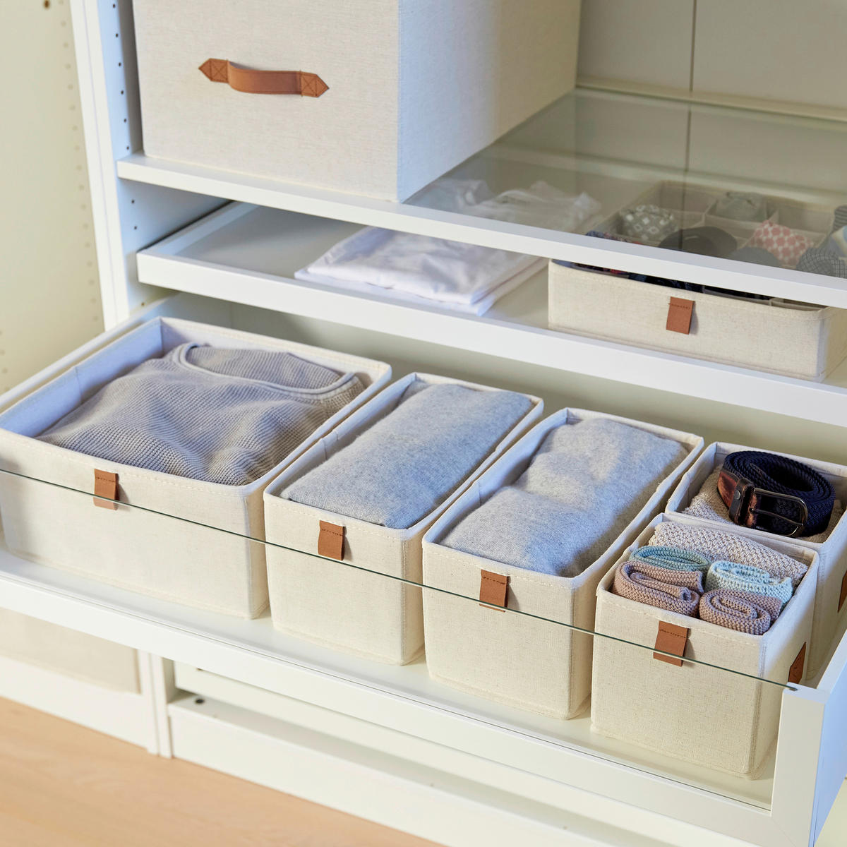 AUFBEWAHRUNGSBOXEN-SET Premium  - Beige, Basics, Karton/Textil - Store It