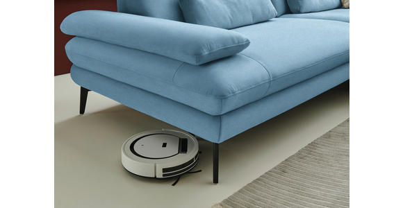 ECKSOFA  in Chenille, Flachgewebe Blau  284/180 cm  - Blau/Schwarz, Design, Textil/Metall (284/180cm) - Dieter Knoll