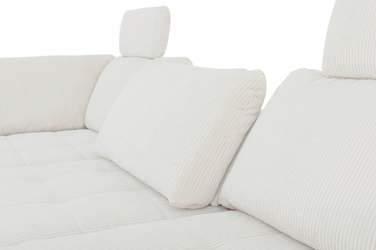 ECKSOFA in Cord, Velours Creme, Naturfarben  - Creme/Schwarz, Design, Textil/Metall (197/291cm) - Beldomo Style