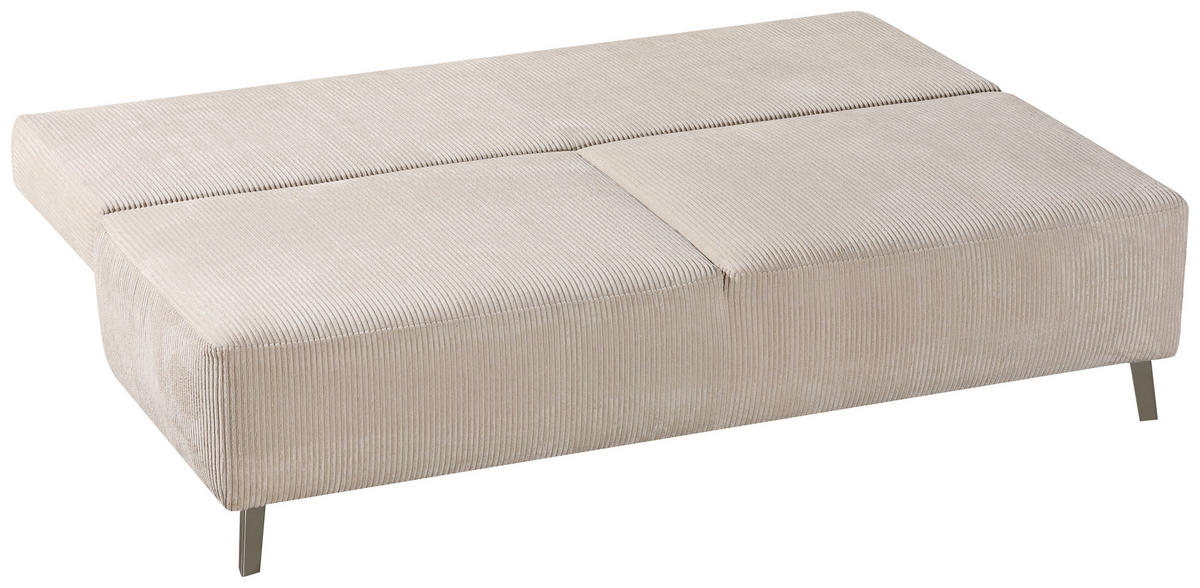 SCHLAFSOFA in Cord Creme  - Chromfarben/Creme, Design, Textil/Metall (197/92/88cm) - Novel