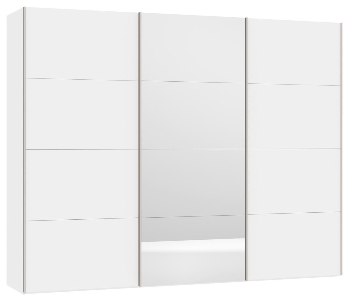 SCHWEBETÜRENSCHRANK  in Weiß  - Edelstahlfarben/Weiß, Design, Glas/Holzwerkstoff (303/236/65cm) - Carryhome