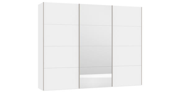 SCHWEBETÜRENSCHRANK  in Weiß  - Edelstahlfarben/Weiß, Design, Glas/Holzwerkstoff (303/236/65cm) - Carryhome