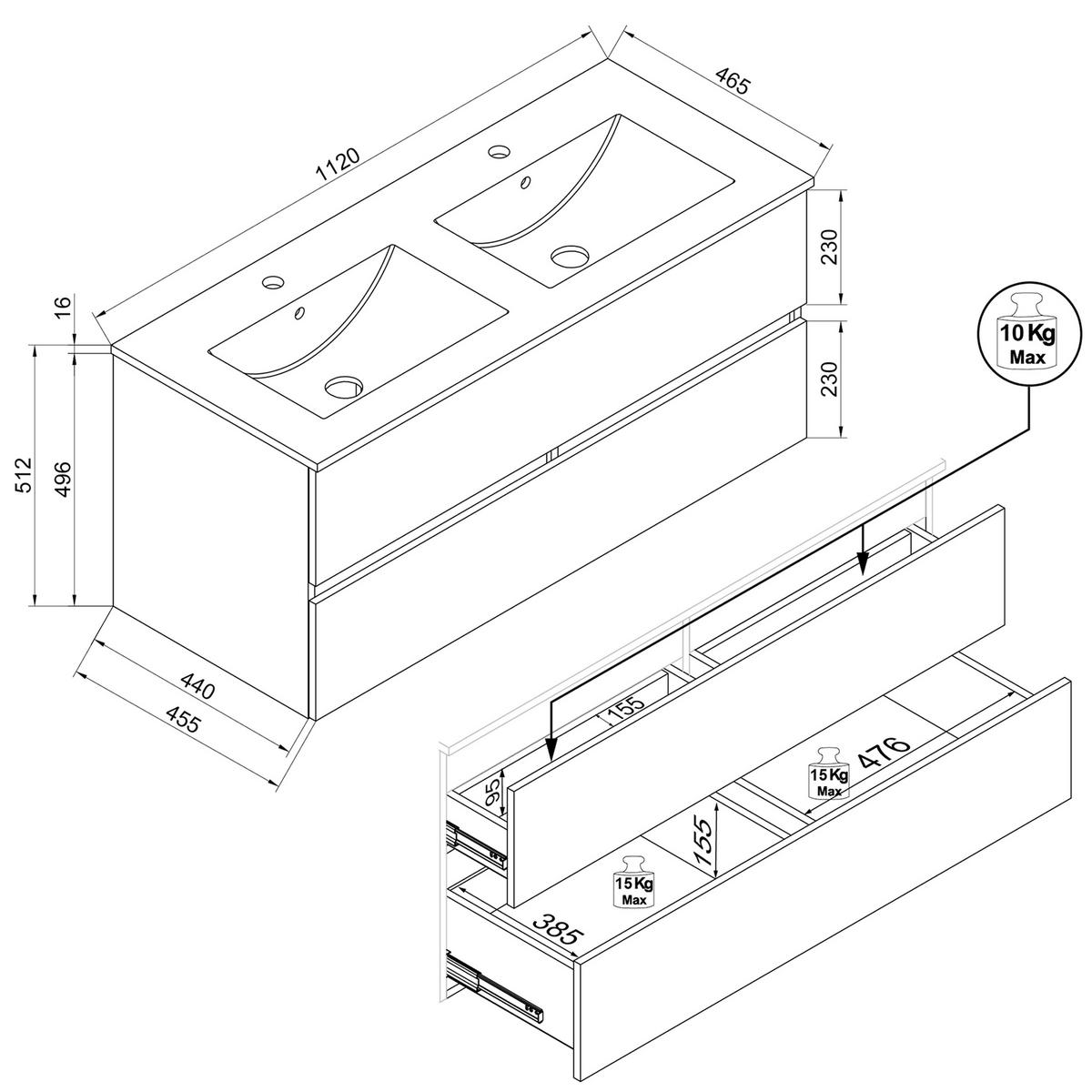 BADEZIMMER 2-teilig  in  - Honigeiche/Anthrazit, Trend, Keramik/Holzwerkstoff (112/51/47cm) - MID.YOU