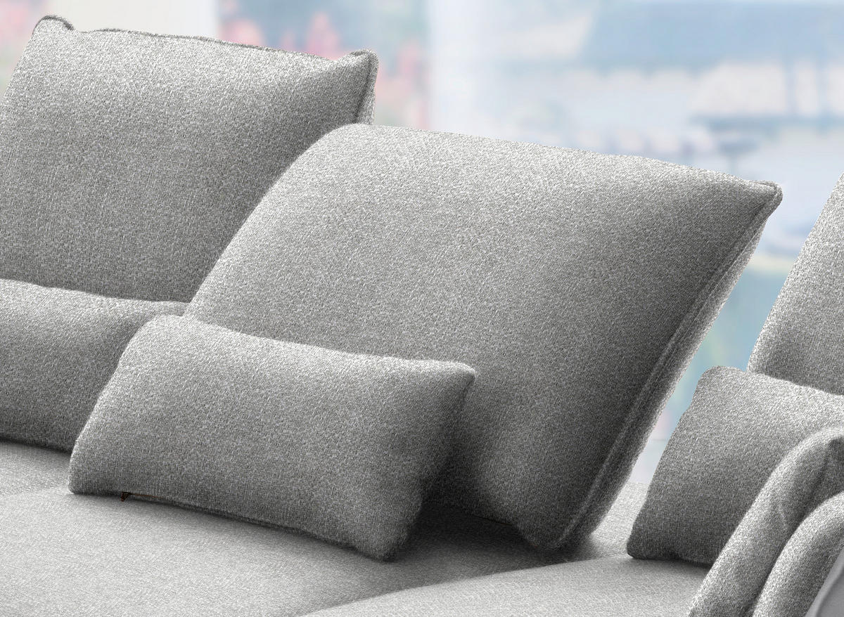 ECKSOFA in Flachgewebe Hellgrau  - Hellgrau/Schwarz, Design, Textil/Metall (191/301cm) - Moderano