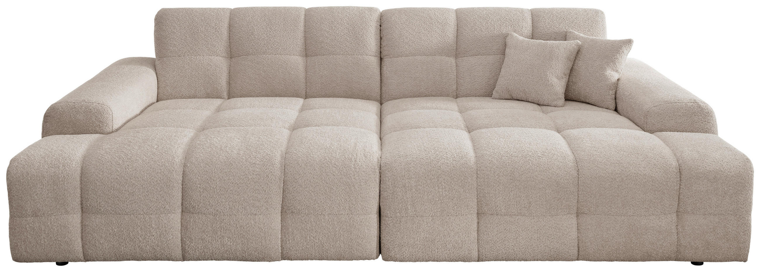 BIGSOFA Bouclé Beige - Beige/Schwarz, MODERN, Kunststoff/Textil (304/87/155cm) - Livetastic