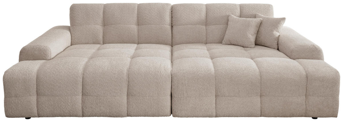 BIGSOFA in Bouclé Beige  - Beige/Schwarz, MODERN, Kunststoff/Textil (304/87/155cm) - Livetastic