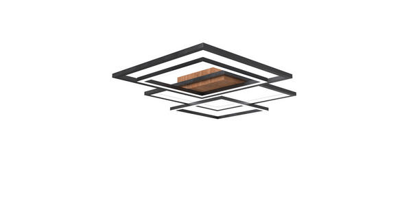 LED-DECKENLEUCHTE 67/58/6 cm - Walnussfarben/Schwarz, Design, Kunststoff/Metall (67/58/6cm) - Novel