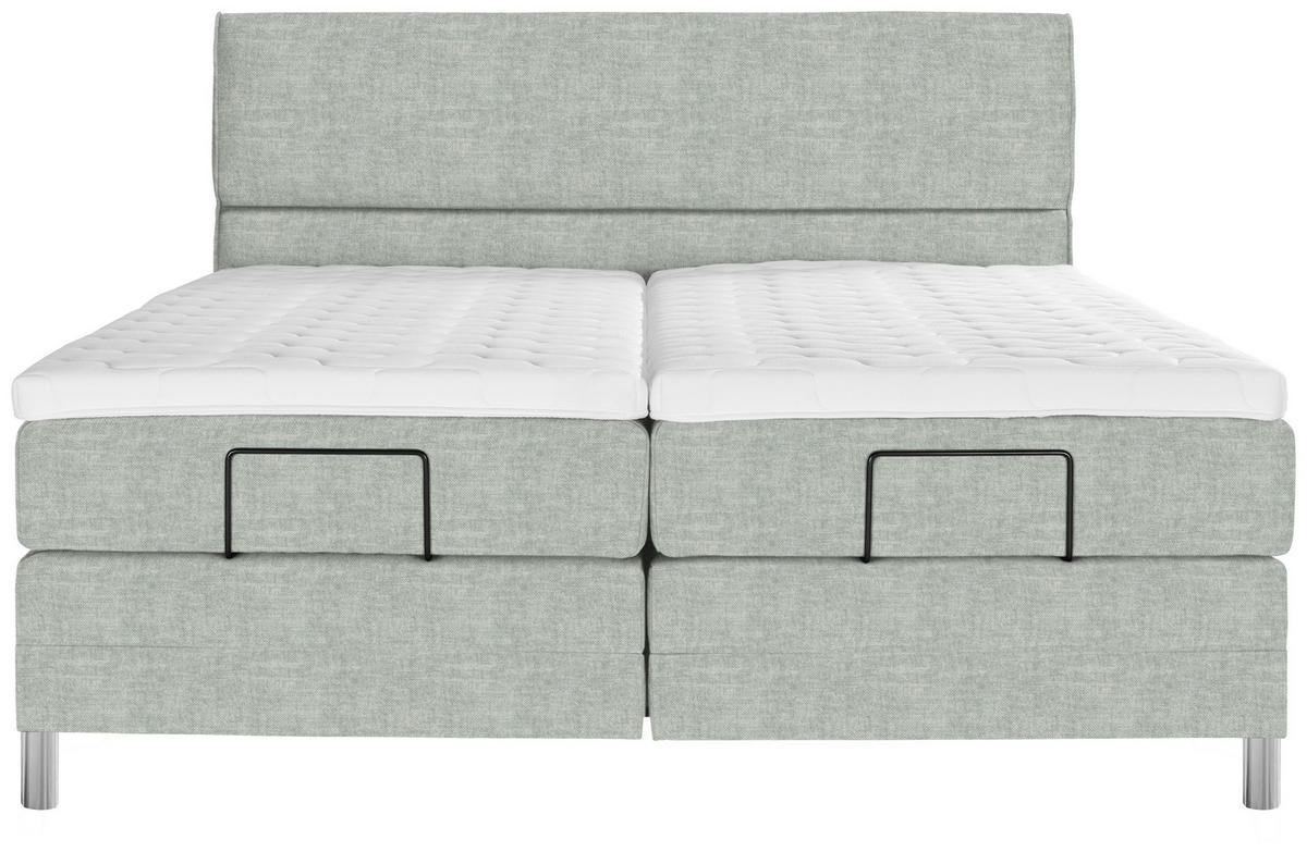 BOXSPRINGBETT 180/200 cm  in Hellgrau  - Chromfarben/Hellgrau, Konventionell, Kunststoff/Textil (180/200cm) - Voleo