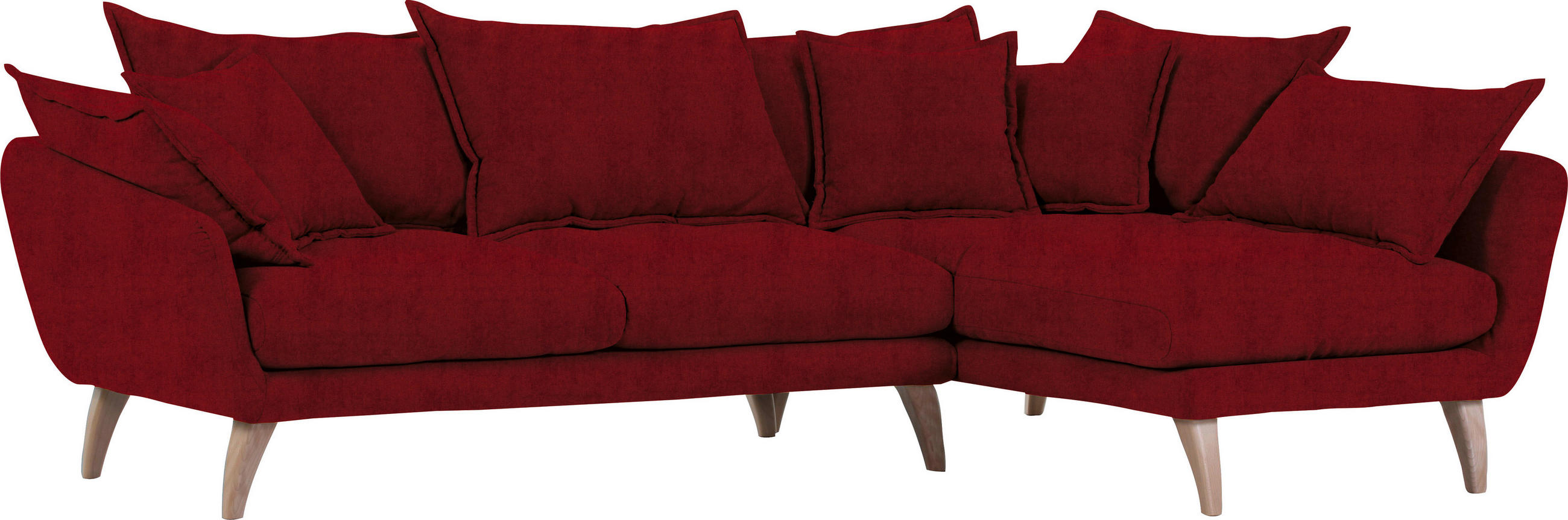 WOHNLANDSCHAFT in Flachgewebe Rot  - Rot/Naturfarben, Trend, Holz/Textil (267/170cm) - Ambia Home