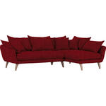 WOHNLANDSCHAFTL-Form  in Flachgewebe Rot  - Rot/Naturfarben, Trend, Holz/Textil (267/170cm) - Ambia Home