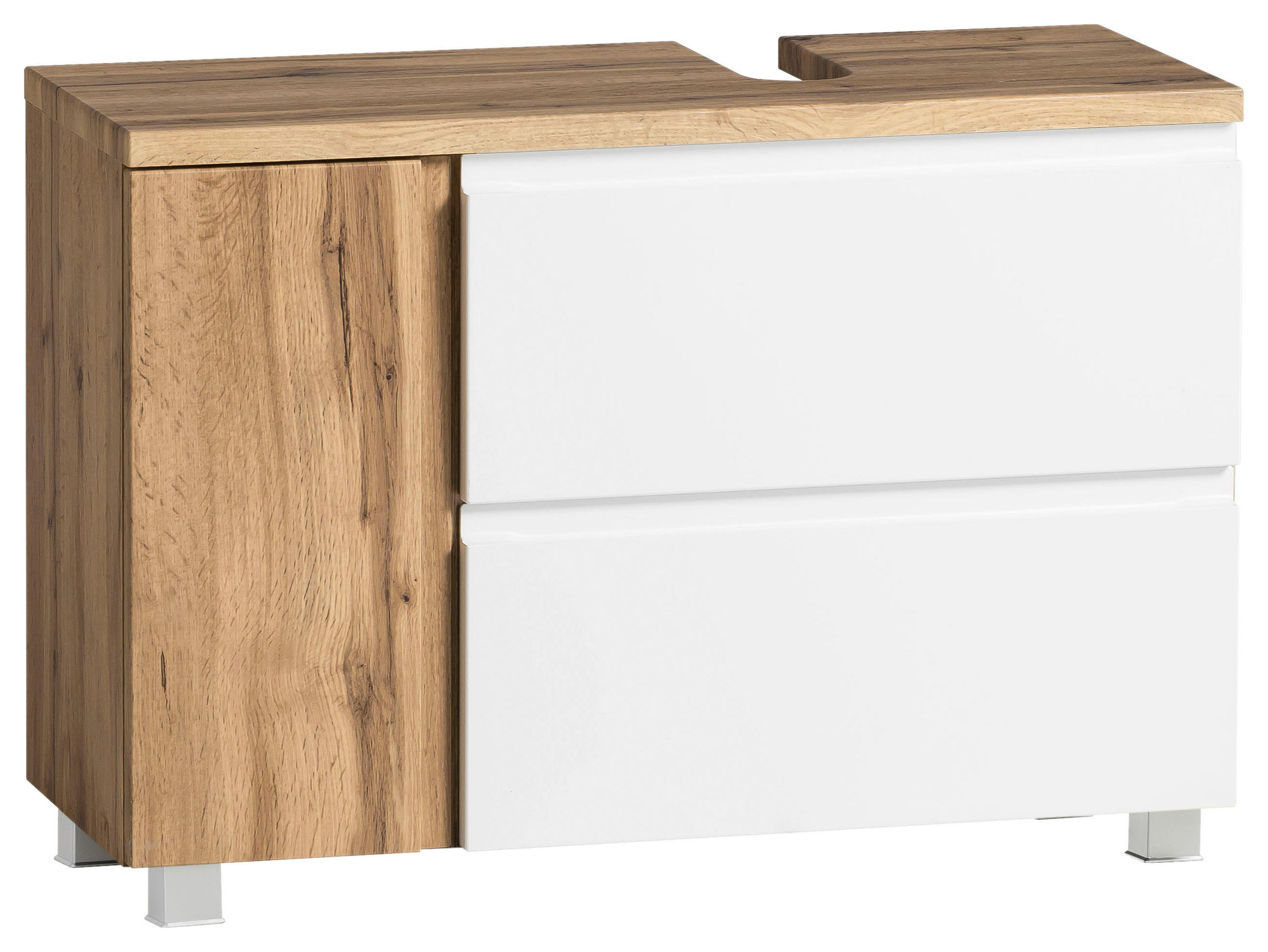 WASCHBECKENUNTERSCHRANK 85/56/35 cm - Weiss/Eiche Wotan, Modern, Holzwerkstoff (85/56/35cm) - Held