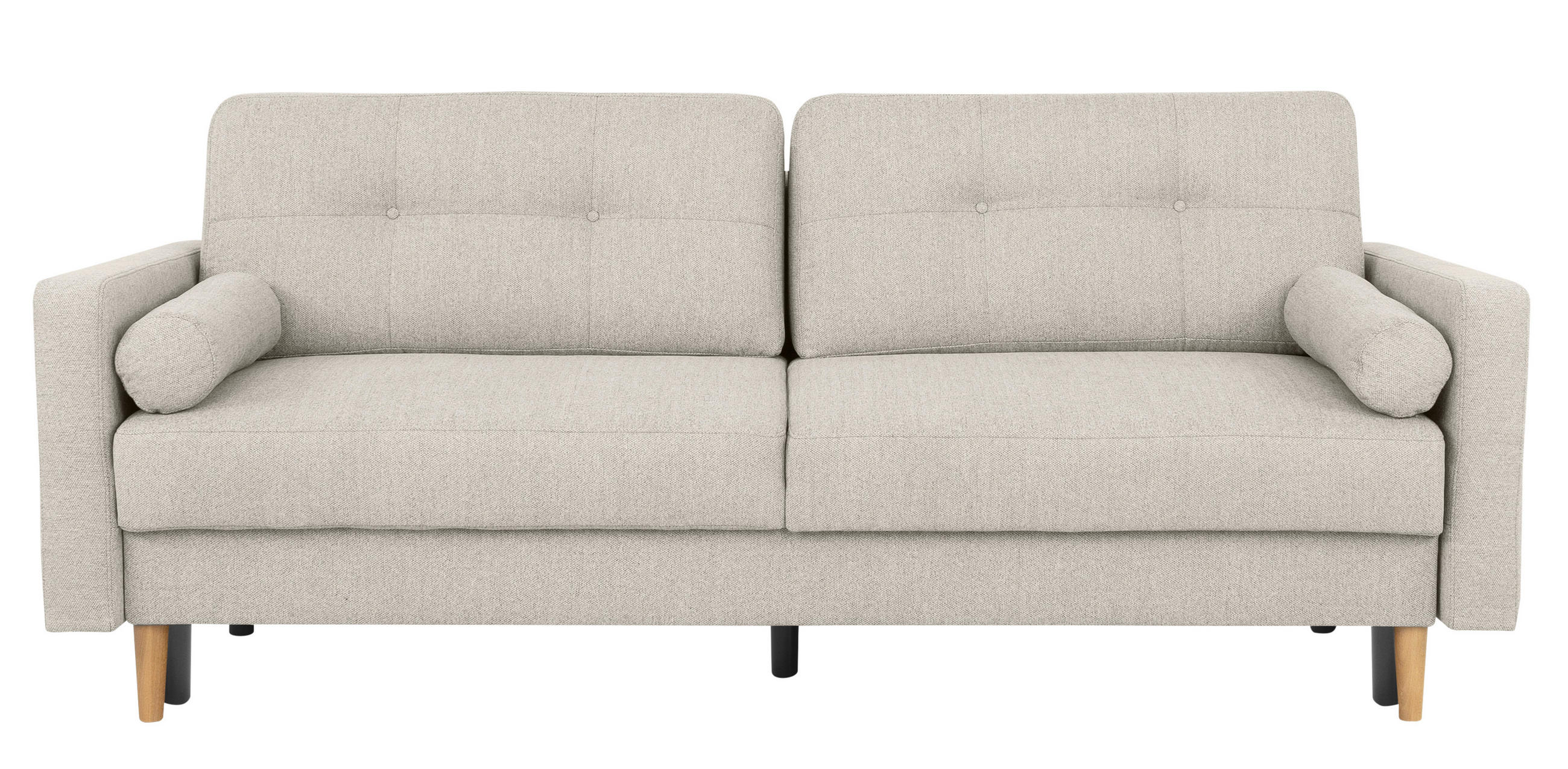 Thumbnail - Mid.you Schlafsofa Noret, Hellgrau, Textil, Birke, Buche, Hartholz, 3-Sitzer, Füllung: Silikon, Schaumstoffflocken,Polyu...