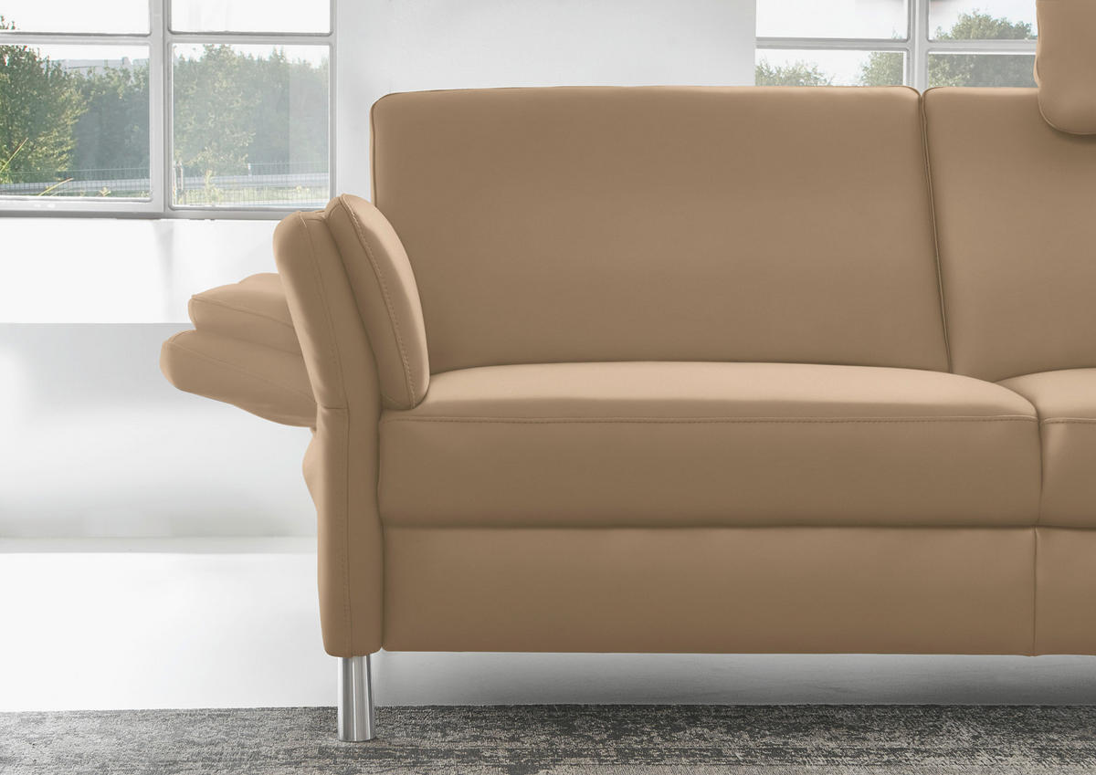 2,5-SITZER in Echtleder Hellbraun  - Hellbraun/Alufarben, Design, Leder/Metall (164/82/99cm) - Dieter Knoll