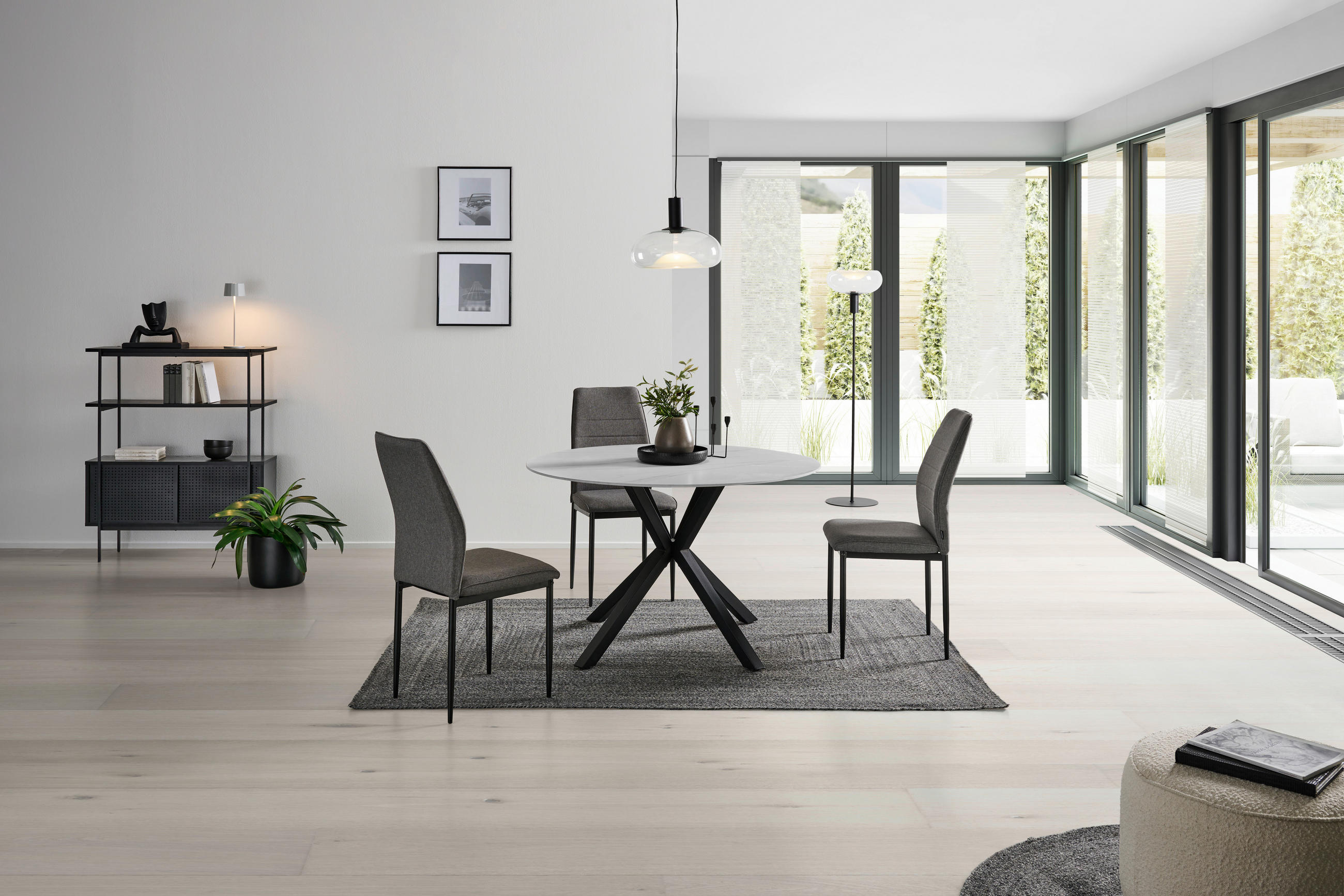 Thumbnail - Mid.you Esstisch, Weiß, Metall, Keramik, rund, Rundrohr, 118x76x118 cm, Esszimmer, Tische, Esstische
